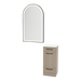 Rococo Mobile Styling Station with Tilt-out Appliance Holder, Solid Surface Countertop, and Black Arch Paloma Mirror - Kaemark
