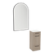 Rococo Mobile Styling Station with Tilt-out Appliance Holder, Solid Surface Countertop, and Black Arch Paloma Mirror - Kaemark