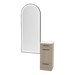 Rococo Mobile Styling Station with Tilt-out Appliance Holder, Solid Surface Countertop, and Black Full-Length Arch Paloma Mirror - Kaemark