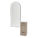 Rococo Mobile Styling Station with Tilt-out Appliance Holder, Solid Surface Countertop, and Black Full-Length Arch Paloma Mirror - Kaemark