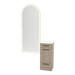 Rococo Mobile Styling Station with Tilt-out Appliance Holder, Solid Surface Countertop, and Gold Full-Length Arch Paloma Mirror - Kaemark
