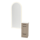 Rococo Mobile Styling Station with Tilt-out Appliance Holder, Solid Surface Countertop, and Gold Full-Length Arch Paloma Mirror - Kaemark