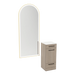 Rococo Mobile Styling Station with Tilt-out Appliance Holder, Solid Surface Countertop, and Gold Full-Length Arch Paloma Mirror - Kaemark