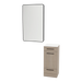 Rococo Mobile Styling Station with Tilt-out Appliance Holder, Solid Surface Countertop, and Black Rectangle Westin Mirror - Kaemark