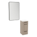 Rococo Mobile Styling Station with Tilt-out Appliance Holder, Solid Surface Countertop, and Black Rectangle Westin Mirror - Kaemark