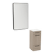 Rococo Mobile Styling Station with Tilt-out Appliance Holder, Solid Surface Countertop, and Black Rectangle Westin Mirror - Kaemark