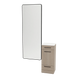 Rococo Mobile Styling Station with Tilt-out Appliance Holder, Solid Surface Countertop, and Black Full-Length Rectangle Westin Mirror - Kaemark