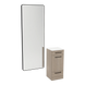 Rococo Mobile Styling Station with Tilt-out Appliance Holder, Solid Surface Countertop, and Black Full-Length Rectangle Westin Mirror - Kaemark