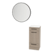 Rococo Mobile Styling Station with Tilt-out Appliance Holder, Solid Surface Countertop, and Black Round Westin Mirror - Kaemark