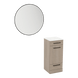 Rococo Mobile Styling Station with Tilt-out Appliance Holder, Solid Surface Countertop, and Black Round Westin Mirror - Kaemark