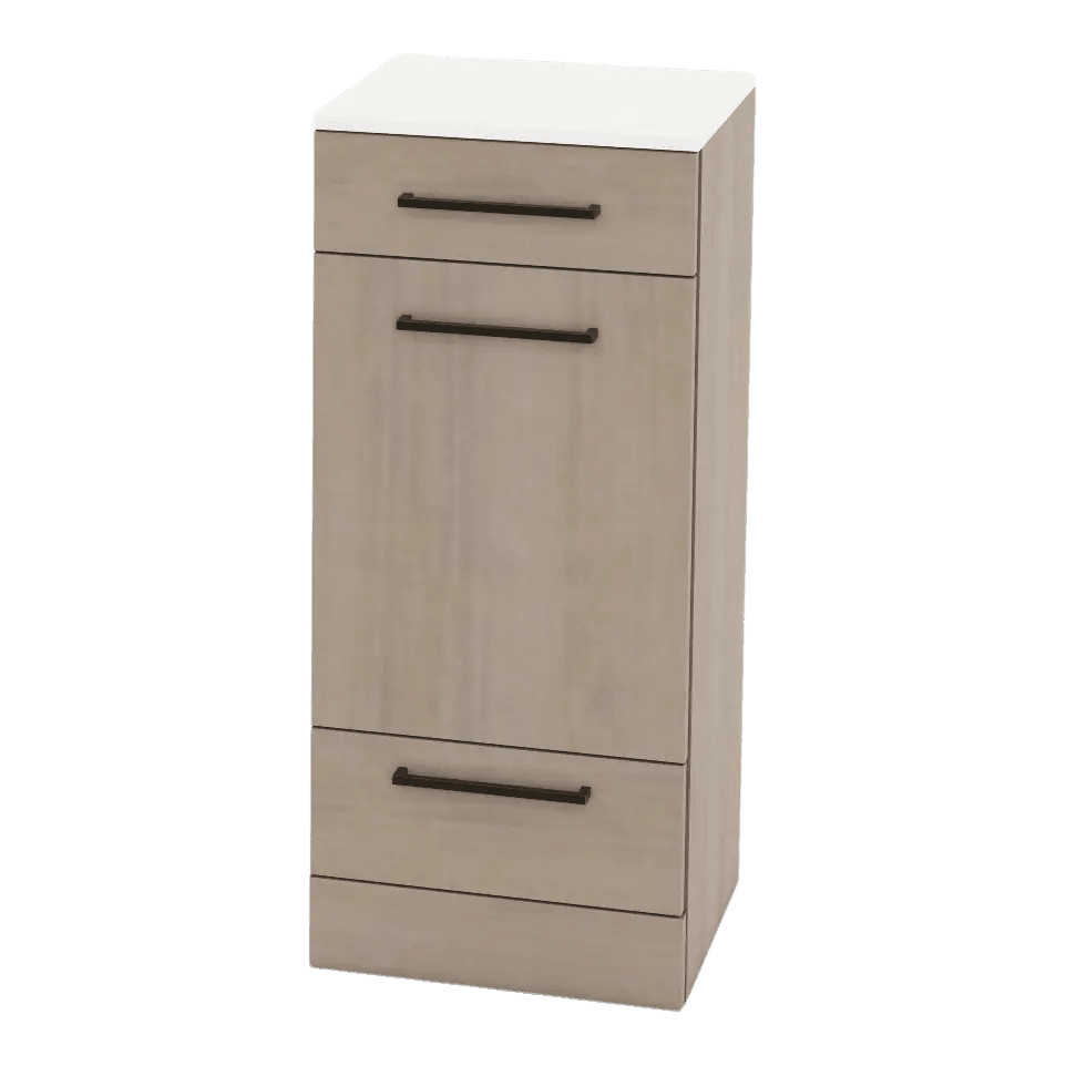 Rococo Mobile Styling Station with Tilt-out Appliance Holder and Solid Surface Countertop (Cabinet Only) - Kaemark