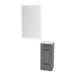 Rococo Mobile Styling Station with Tilt-out Appliance Holder, Solid Surface Countertop, and Silver Rectangle Glo Mirror - Kaemark