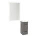 Rococo Mobile Styling Station with Tilt-out Appliance Holder, Solid Surface Countertop, and Silver Rectangle Glo Mirror - Kaemark