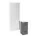 Rococo Mobile Styling Station with Tilt-out Appliance Holder, Solid Surface Countertop, and Silver Full-Length Rectangle Glo Mirror - Kaemark