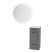 Rococo Mobile Styling Station with Tilt-out Appliance Holder, Solid Surface Countertop, and Silver Round Glo Mirror - Kaemark