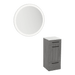 Rococo Mobile Styling Station with Tilt-out Appliance Holder, Solid Surface Countertop, and Silver Round Glo Mirror - Kaemark