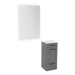 Rococo Mobile Styling Station with Tilt-out Appliance Holder, Solid Surface Countertop, and White Rectangle Illuminate Back Lit Mirror - Kaemark