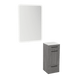 Rococo Mobile Styling Station with Tilt-out Appliance Holder, Solid Surface Countertop, and White Rectangle Illuminate Back Lit Mirror - Kaemark