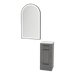 Rococo Mobile Styling Station with Tilt-out Appliance Holder, Solid Surface Countertop, and Black Arch Paloma Mirror - Kaemark