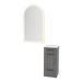 Rococo Mobile Styling Station with Tilt-out Appliance Holder, Solid Surface Countertop, and Gold Arch Paloma Mirror - Kaemark