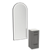Rococo Mobile Styling Station with Tilt-out Appliance Holder, Solid Surface Countertop, and Black Full-Length Arch Paloma Mirror - Kaemark