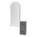 Rococo Mobile Styling Station with Tilt-out Appliance Holder, Solid Surface Countertop, and Black Full-Length Arch Paloma Mirror - Kaemark