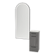 Rococo Mobile Styling Station with Tilt-out Appliance Holder, Solid Surface Countertop, and Black Full-Length Arch Paloma Mirror - Kaemark