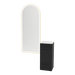 Rococo Mobile Styling Station with Tilt-out Appliance Holder, Solid Surface Countertop, and Gold Full-Length Arch Paloma Mirror - Kaemark