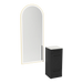 Rococo Mobile Styling Station with Tilt-out Appliance Holder, Solid Surface Countertop, and Gold Full-Length Arch Paloma Mirror - Kaemark