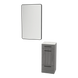 Rococo Mobile Styling Station with Tilt-out Appliance Holder, Solid Surface Countertop, and Black Rectangle Westin Mirror - Kaemark