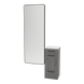 Rococo Mobile Styling Station with Tilt-out Appliance Holder, Solid Surface Countertop, and Black Full-Length Rectangle Westin Mirror - Kaemark
