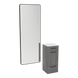 Rococo Mobile Styling Station with Tilt-out Appliance Holder, Solid Surface Countertop, and Black Full-Length Rectangle Westin Mirror - Kaemark