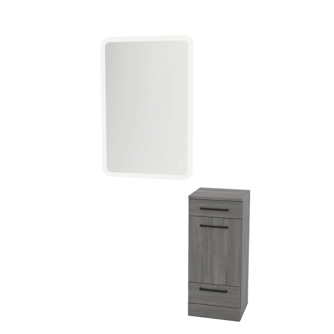 Rococo Mobile Styling Station with Tilt-out Appliance Holder and White Rectangle Illuminate Back Lit Mirror - Kaemark