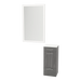 Rococo Mobile Styling Station with Tilt-out Appliance Holder, Solid Surface Countertop, and Silver Rectangle Glo Mirror - Kaemark