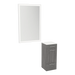 Rococo Mobile Styling Station with Tilt-out Appliance Holder, Solid Surface Countertop, and Silver Rectangle Glo Mirror - Kaemark