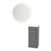 Rococo Mobile Styling Station with Tilt-out Appliance Holder, Solid Surface Countertop, and Silver Round Glo Mirror - Kaemark