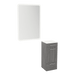 Rococo Mobile Styling Station with Tilt-out Appliance Holder, Solid Surface Countertop, and White Rectangle Illuminate Back Lit Mirror - Kaemark