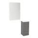 Rococo Mobile Styling Station with Tilt-out Appliance Holder, Solid Surface Countertop, and White Rectangle Illuminate Back Lit Mirror - Kaemark
