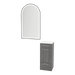 Rococo Mobile Styling Station with Tilt-out Appliance Holder, Solid Surface Countertop, and Black Arch Paloma Mirror - Kaemark