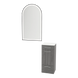 Rococo Mobile Styling Station with Tilt-out Appliance Holder, Solid Surface Countertop, and Black Arch Paloma Mirror - Kaemark