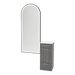 Rococo Mobile Styling Station with Tilt-out Appliance Holder, Solid Surface Countertop, and Black Full-Length Arch Paloma Mirror - Kaemark