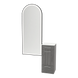 Rococo Mobile Styling Station with Tilt-out Appliance Holder, Solid Surface Countertop, and Black Full-Length Arch Paloma Mirror - Kaemark