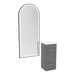 Rococo Mobile Styling Station with Tilt-out Appliance Holder, Solid Surface Countertop, and Black Full-Length Arch Paloma Mirror - Kaemark