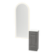 Rococo Mobile Styling Station with Tilt-out Appliance Holder, Solid Surface Countertop, and Gold Full-Length Arch Paloma Mirror - Kaemark