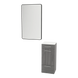 Rococo Mobile Styling Station with Tilt-out Appliance Holder, Solid Surface Countertop, and Black Rectangle Westin Mirror - Kaemark