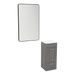 Rococo Mobile Styling Station with Tilt-out Appliance Holder, Solid Surface Countertop, and Black Rectangle Westin Mirror - Kaemark