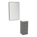Rococo Mobile Styling Station with Tilt-out Appliance Holder, Solid Surface Countertop, and Black Rectangle Westin Mirror - Kaemark