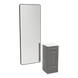 Rococo Mobile Styling Station with Tilt-out Appliance Holder, Solid Surface Countertop, and Black Full-Length Rectangle Westin Mirror - Kaemark