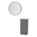 Rococo Mobile Styling Station with Tilt-out Appliance Holder, Solid Surface Countertop, and Black Round Westin Mirror - Kaemark
