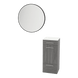 Rococo Mobile Styling Station with Tilt-out Appliance Holder, Solid Surface Countertop, and Black Round Westin Mirror - Kaemark